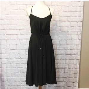 Black silky midi dress